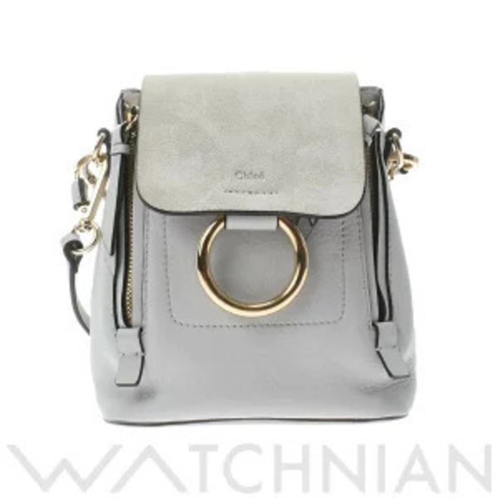 Chloe Faye Backpack Airy Gray HEU Suede Leather Daypack Bag